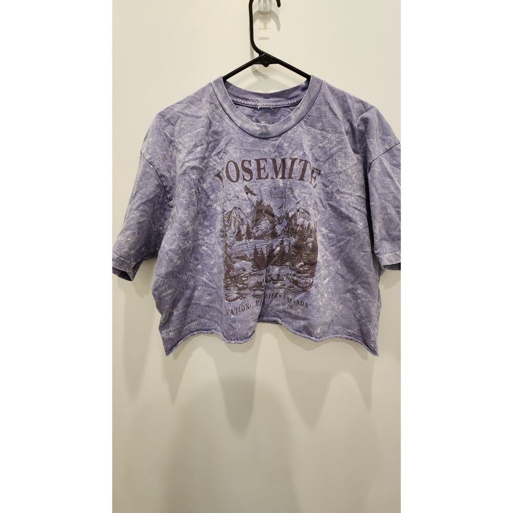 Social Culture Yosemite National Park Acid Wash Cropped Graphic Tee Size L